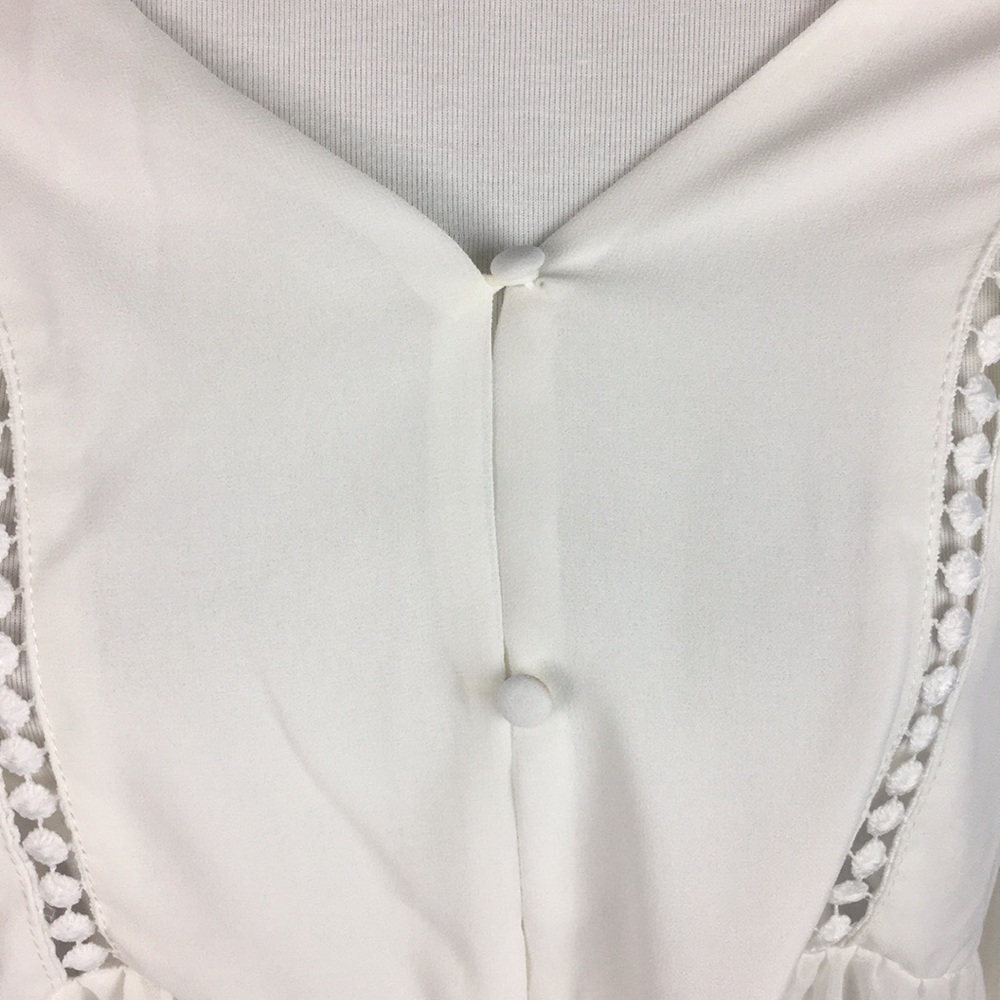 Sheer White Bellbottom Sleeves Top - Picture 2 of 5